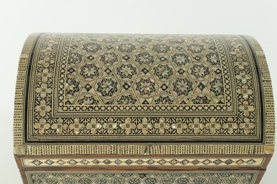 Lot 531 - A 19TH CENTURY INDIAN DOME TOPPED IVORY AND MOTHER OF PEARL INLAID CASKET
