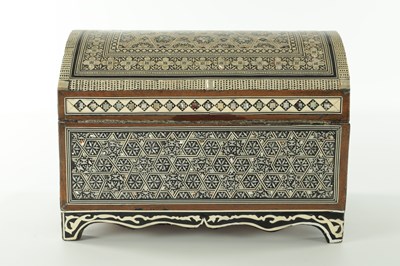 Lot 531 - A 19TH CENTURY INDIAN DOME TOPPED IVORY AND MOTHER OF PEARL INLAID CASKET