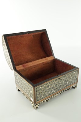 Lot 531 - A 19TH CENTURY INDIAN DOME TOPPED IVORY AND MOTHER OF PEARL INLAID CASKET