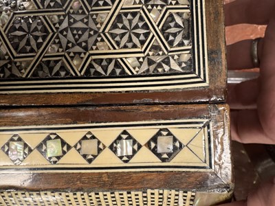 Lot 531 - A 19TH CENTURY INDIAN DOME TOPPED IVORY AND MOTHER OF PEARL INLAID CASKET