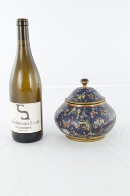 Lot 542 - A CHINESE CLOISONNE ENAMEL SQUAT BULBOUS BOWL AND COVER
