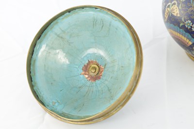 Lot 542 - A CHINESE CLOISONNE ENAMEL SQUAT BULBOUS BOWL AND COVER
