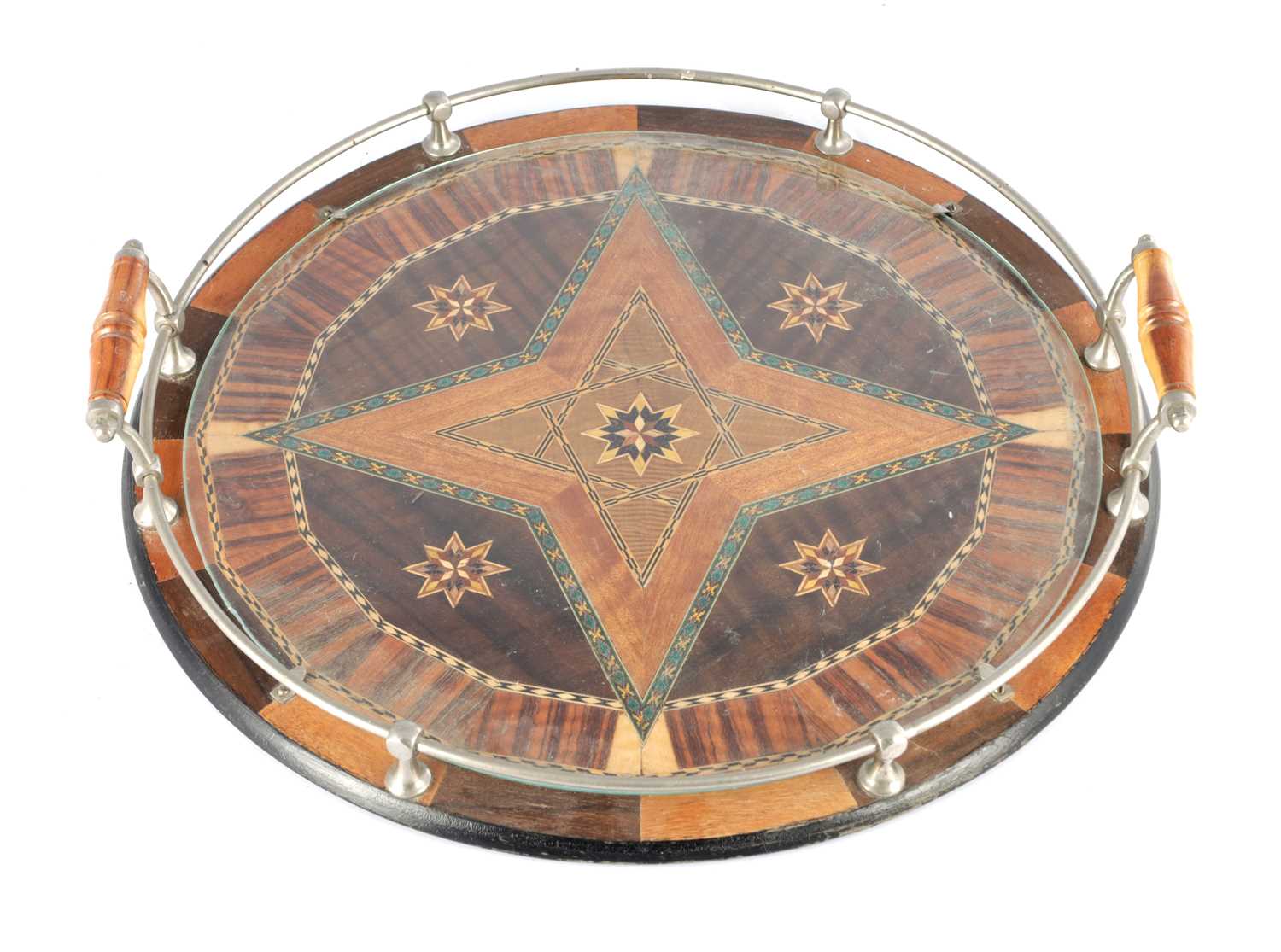 Lot 789 - ATT THOMAS GRIFFITHS, AUSTRALIAN, AN EARLY 20TH CENTURY INLAID SERVING TRAY