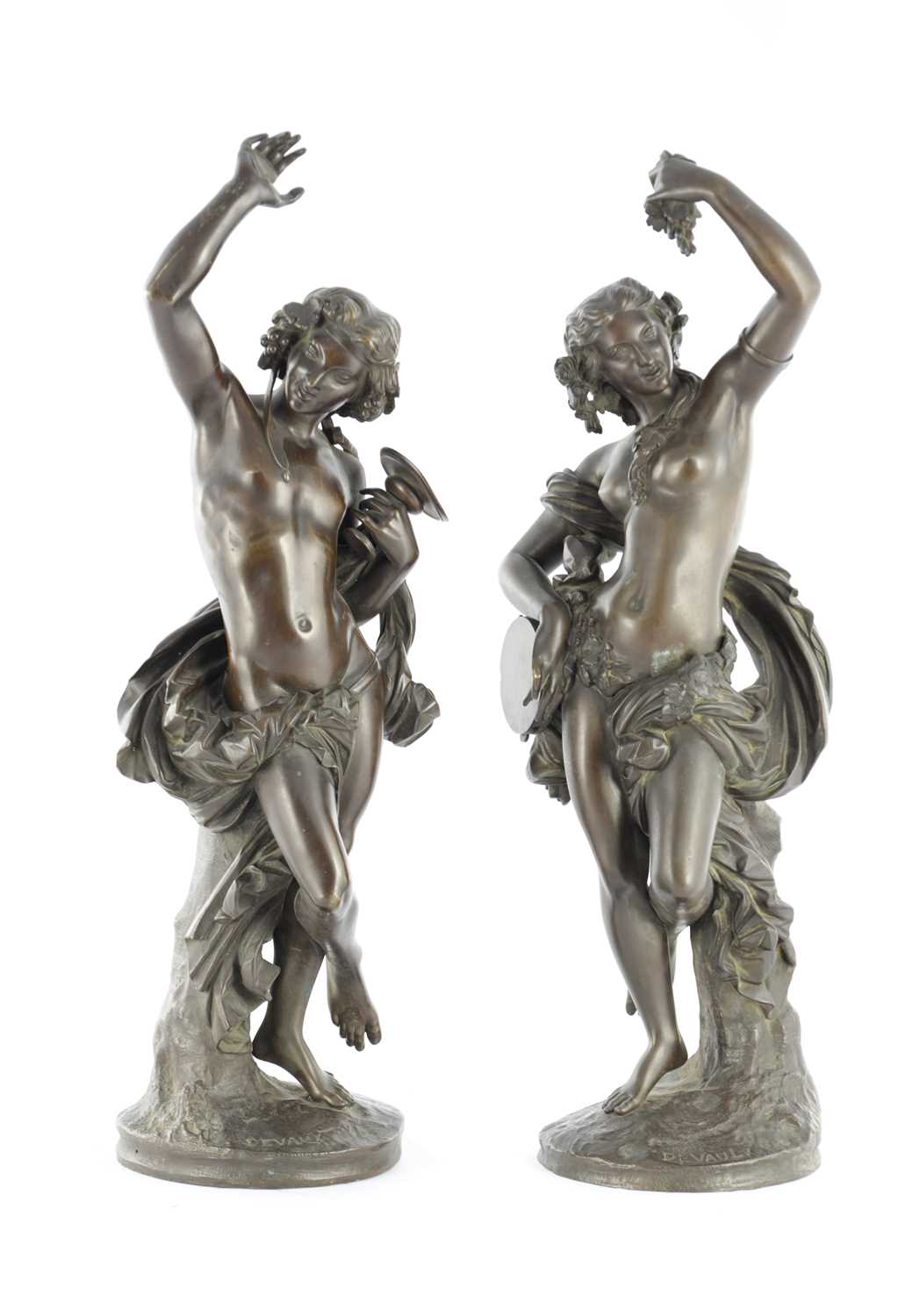 Lot 889 - THÉODORE-FRANÇOIS DEVAULX (FRENCH, 1808-1870), A PAIR OF 19TH CENTURY BRONZE SCULPTURES OF BACCHUS AND DIANNA