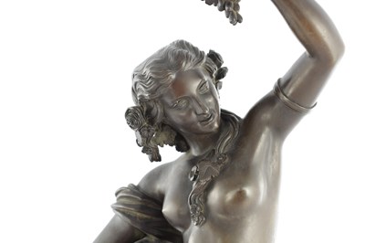 Lot 889 - THÉODORE-FRANÇOIS DEVAULX (FRENCH, 1808-1870), A PAIR OF 19TH CENTURY BRONZE SCULPTURES OF BACCHUS AND DIANNA