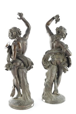 Lot 889 - THÉODORE-FRANÇOIS DEVAULX (FRENCH, 1808-1870), A PAIR OF 19TH CENTURY BRONZE SCULPTURES OF BACCHUS AND DIANNA