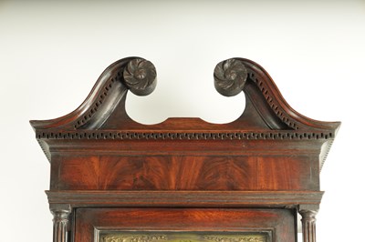 Lot 259 - HARIMAN, WORKINGTON. A GEORGE III FIGURED MAHOGANY LONGCASE CLOCK