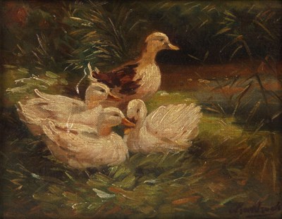 Lot 276 - A 19TH CENTURY OIL ON CANVAS, A GROUP OF WHITE...