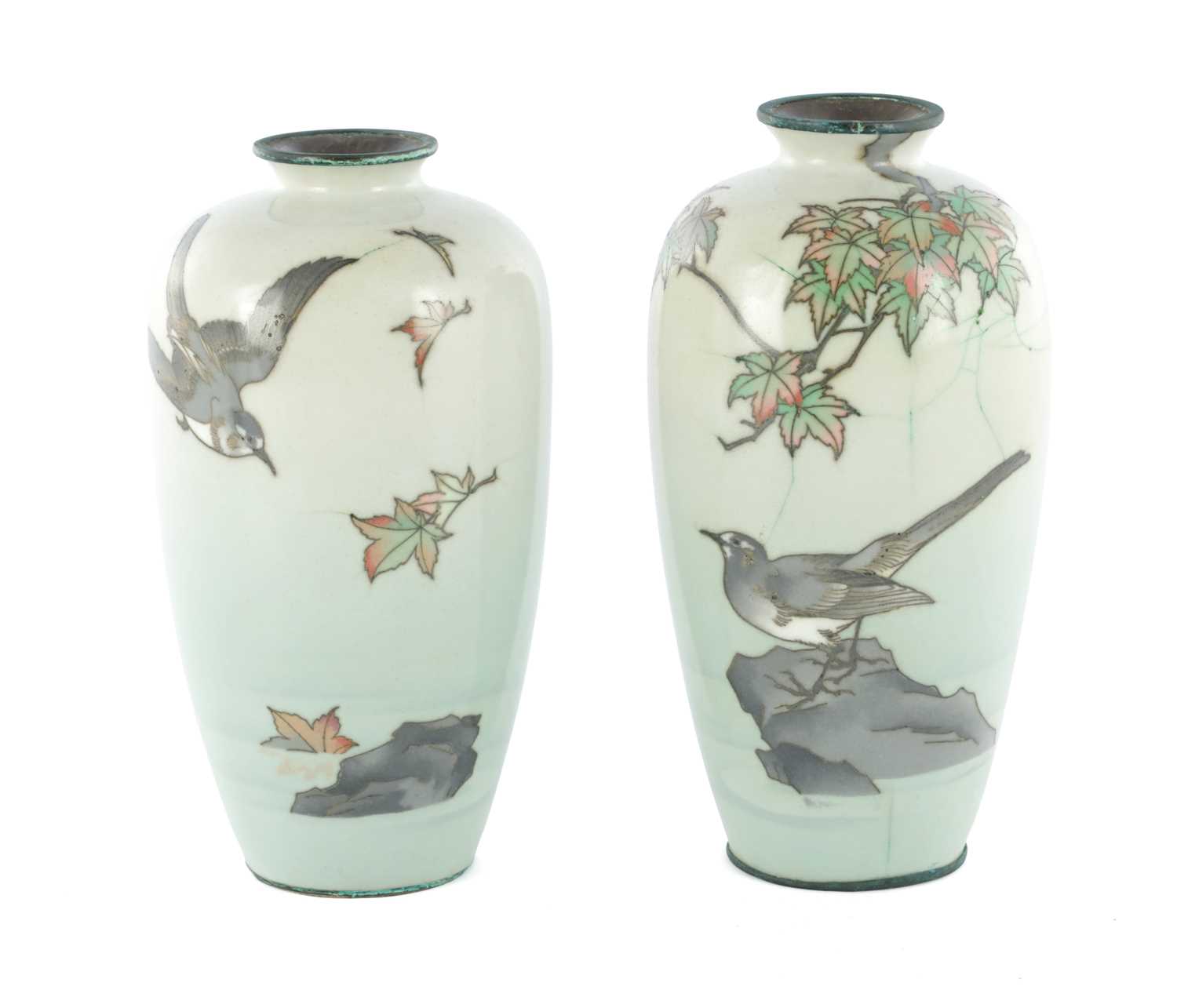 Lot 380 - A PAIR OF JAPANESE MEIJI PERIOD CLOISONNE VASES