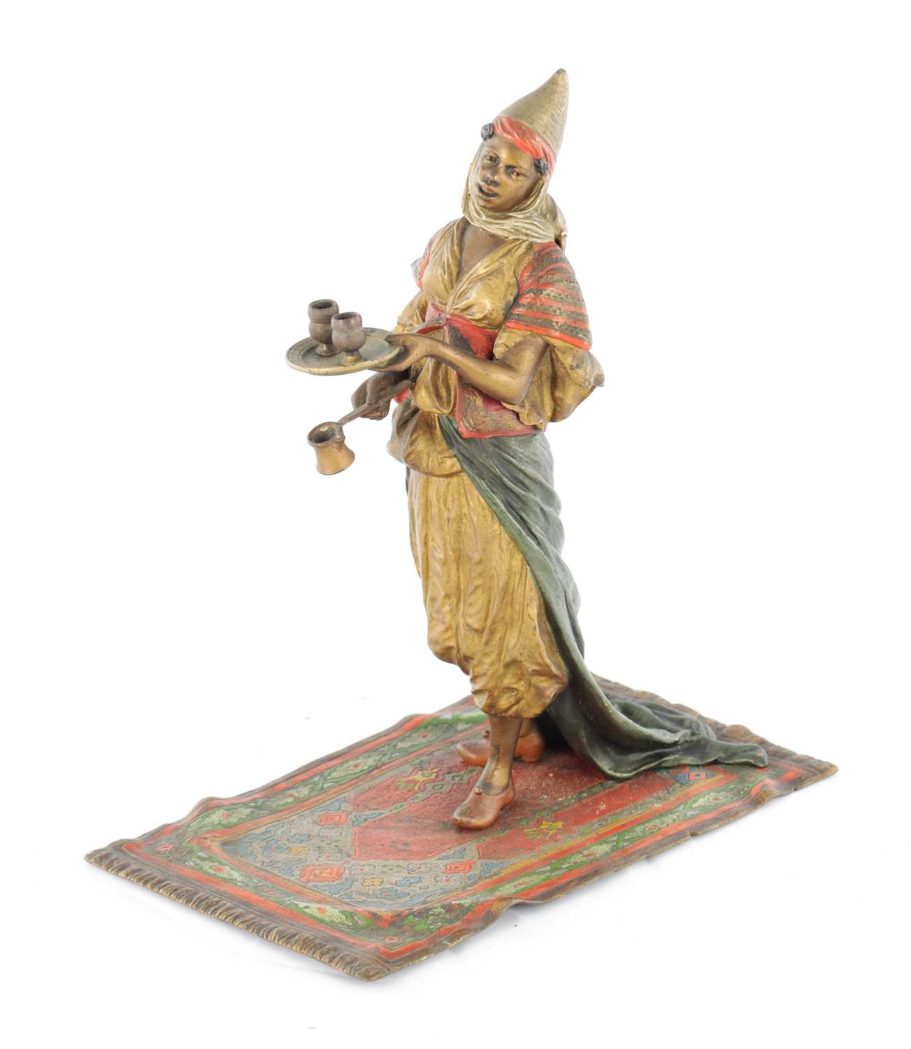Lot 832 - A LATE 19TH CENTURY COLD PAINTED BRONZE SCULPTURE BY FRANZ BERGMAN