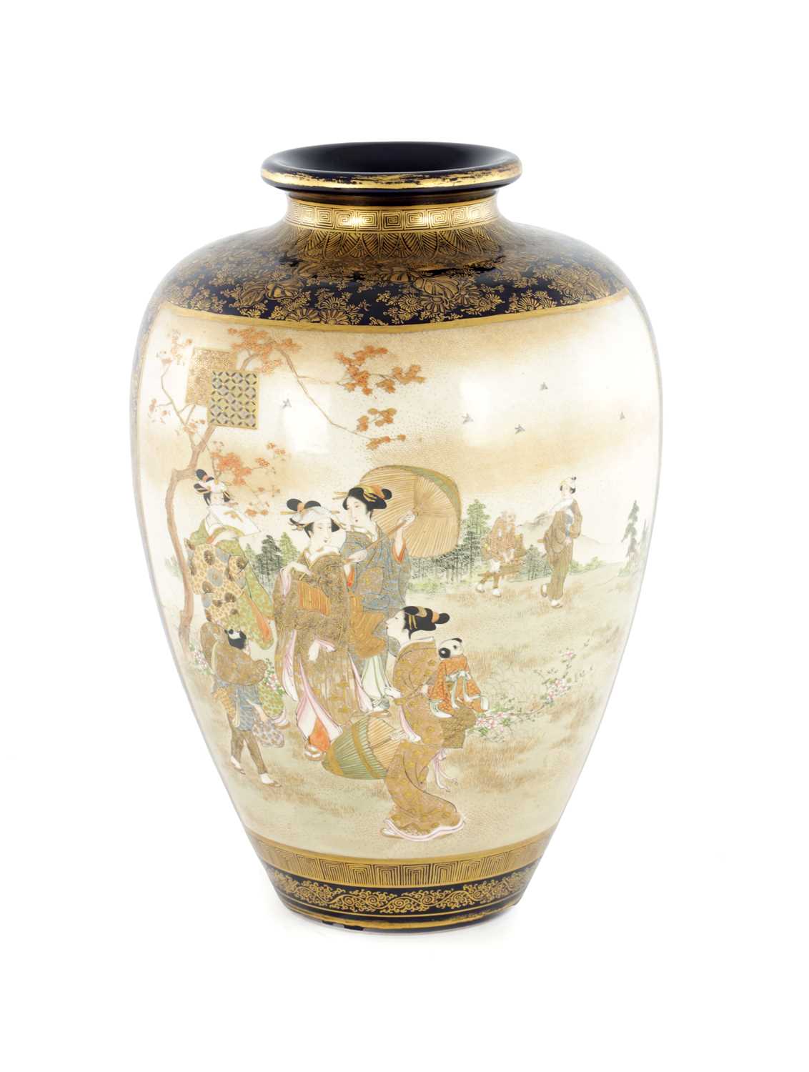 Lot 544 - A LARGE MEIJI PERIOD JAPANESE SATSUMA PORCELAIN VASE