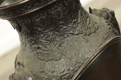 Lot 513 - A LARGE PAIR OF JAPANESE MEIJI PERIOD BRONZE VASES