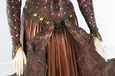 Lot 740 - AFTER CHIPARUS. A LARGE ART DECO STYLE PAINTED BRONZE AND IVORINE SCULPTURE
