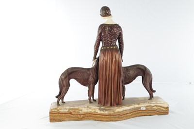 Lot 740 - AFTER CHIPARUS. A LARGE ART DECO STYLE PAINTED BRONZE AND IVORINE SCULPTURE