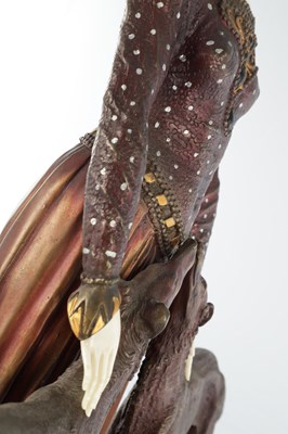 Lot 740 - AFTER CHIPARUS. A LARGE ART DECO STYLE PAINTED BRONZE AND IVORINE SCULPTURE
