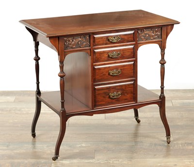 Lot 1672 - AN ARTS AND CRAFTS SHAPLAND AND PETTER MAHOGANY SIDE TABLE