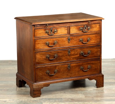 Lot 1654 - A GEORGE III MAHOGANY CHEST OF DRAWERS