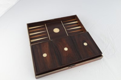 Lot 375 - AN EARLY 19TH CENTURY VIZAGAPATAM INDIAN ROSEWOOD AND IVORY GAMES COMPENDIUM