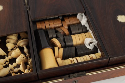 Lot 375 - AN EARLY 19TH CENTURY VIZAGAPATAM INDIAN ROSEWOOD AND IVORY GAMES COMPENDIUM