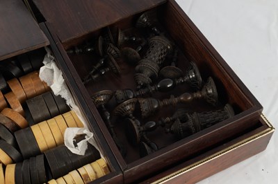 Lot 375 - AN EARLY 19TH CENTURY VIZAGAPATAM INDIAN ROSEWOOD AND IVORY GAMES COMPENDIUM