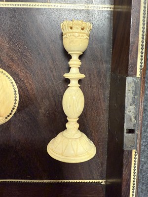 Lot 375 - AN EARLY 19TH CENTURY VIZAGAPATAM INDIAN ROSEWOOD AND IVORY GAMES COMPENDIUM