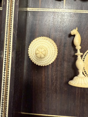 Lot 375 - AN EARLY 19TH CENTURY VIZAGAPATAM INDIAN ROSEWOOD AND IVORY GAMES COMPENDIUM