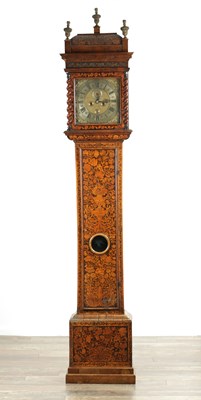 Lot 1579 - THOMAS HORLOCK, HAMMERSMITH. A FINE WILLIAM AND MARY EIGHT-DAY MARQUETRY 12” BRASS DIAL LONGCASE CLOCK