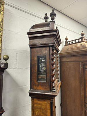 Lot 1579 - THOMAS HORLOCK, HAMMERSMITH. A FINE WILLIAM AND MARY EIGHT-DAY MARQUETRY 12” BRASS DIAL LONGCASE CLOCK