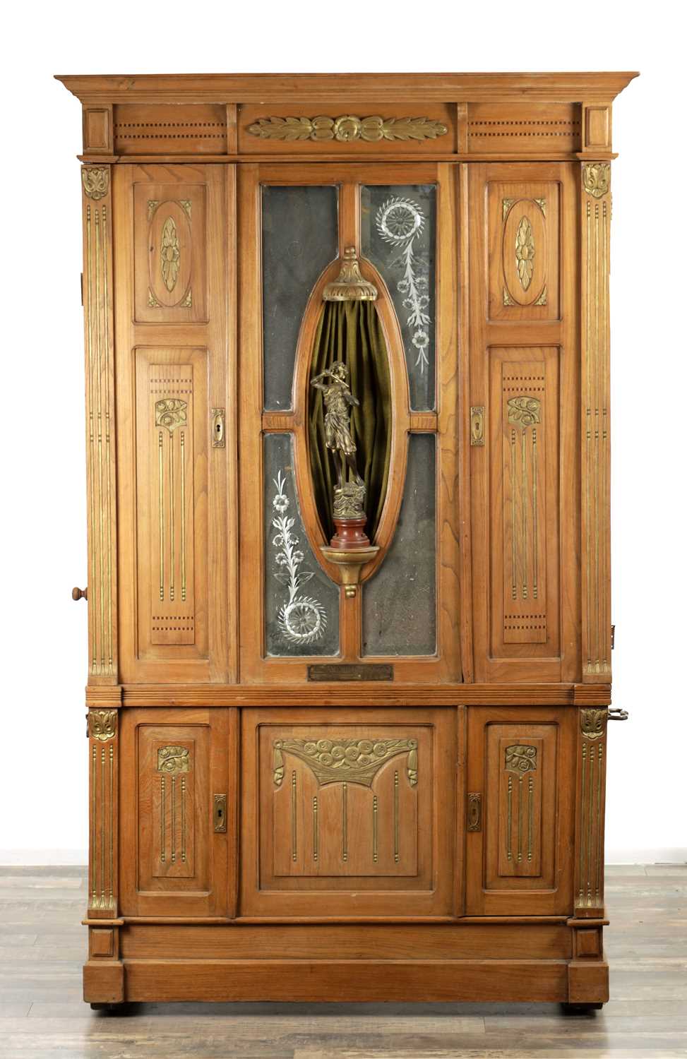 Lot 1021 - A LARGE LATE 19TH CENTURY UPRIGHT COIN OPERATED BARREL PIANO