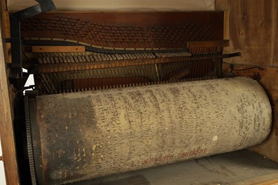 Lot 1021 - A LARGE LATE 19TH CENTURY UPRIGHT COIN OPERATED BARREL PIANO