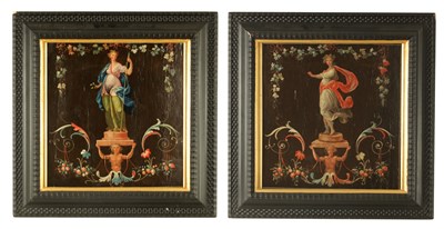 Lot 1161 - A PAIR OF 18TH CENTURY ITALIAN SCHOOL OILS ON BOARDS