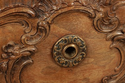 Lot 1042 - A LATE 19TH CENTURY GERMAN CARVED OAK SYMPHONION MUSIC BOX