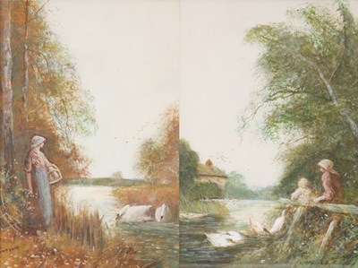 Lot 292 - FRED HINES 
 PAIR OF WATERCOLOUR late 19th...