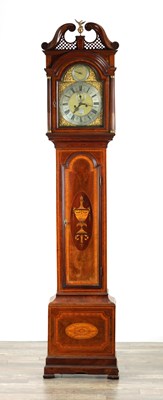 Lot 1336 - JAMES CHATER, LONDON. A GEORGE III INLAID MAHOGANY LONGCASE CLOCK