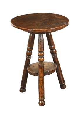 Lot 1644 - AN UNUSUAL 18TH CENTURY STYLE BURR ELM AND FRUITWOOD CRICKET TABLE