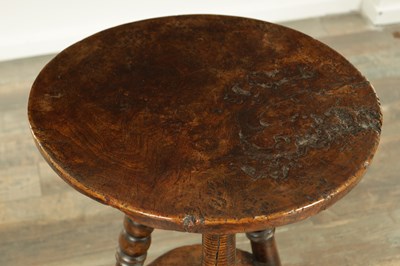 Lot 1644 - AN UNUSUAL 18TH CENTURY STYLE BURR ELM AND FRUITWOOD CRICKET TABLE