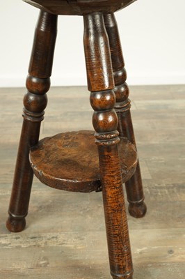 Lot 1644 - AN UNUSUAL 18TH CENTURY STYLE BURR ELM AND FRUITWOOD CRICKET TABLE