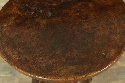 Lot 1644 - AN UNUSUAL 18TH CENTURY STYLE BURR ELM AND FRUITWOOD CRICKET TABLE