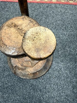Lot 1644 - AN UNUSUAL 18TH CENTURY STYLE BURR ELM AND FRUITWOOD CRICKET TABLE