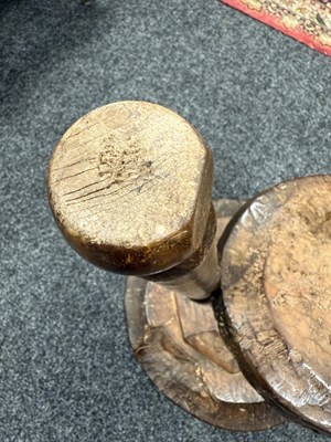 Lot 1644 - AN UNUSUAL 18TH CENTURY STYLE BURR ELM AND FRUITWOOD CRICKET TABLE