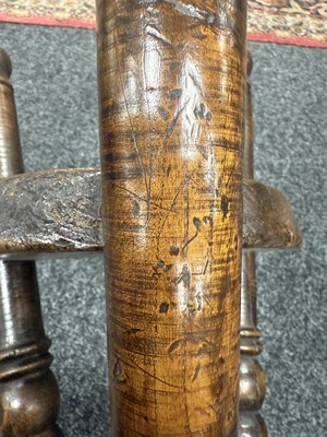 Lot 1644 - AN UNUSUAL 18TH CENTURY STYLE BURR ELM AND FRUITWOOD CRICKET TABLE