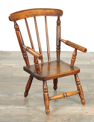 Lot 1748 - A 19TH CENTURY FRUITWOOD CHILDS ARMCHAIR