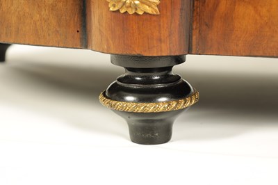 Lot 1593 - A 19TH CENTURY ORMOLU MOUNTED FIGURED WALNUT MIRROR BACK CREDENZA OF SMALL PROPORTIONS