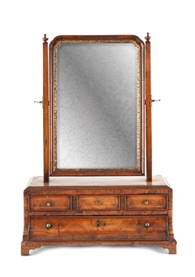 Lot 1615 - A QUEEN ANNE FIGURED WALNUT TOILET MIRROR