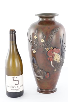 Lot 692 - A LARGE JAPANESE MEIJI PERIOD MIXED METAL VASE