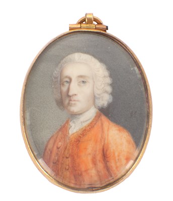 Lot 1097 - GERVASE SPENCER (1715-1763) A PORTRAIT MINIATURE BUST OF LORD NAPIER