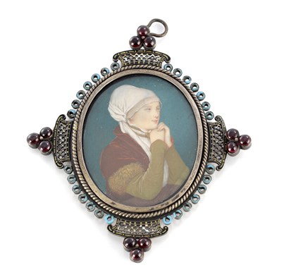 Lot 1095 - A 19TH CENTURY KPM STYLE MINIATURE ON IVORY PORTRAIT