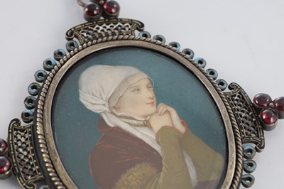 Lot A 19TH CENTURY KPM STYLE MINIATURE ON IVORY PORTRAIT