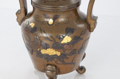 Lot A JAPANESE MEIJI PERIOD MIXED METAL BRONZE KORO AND COVER