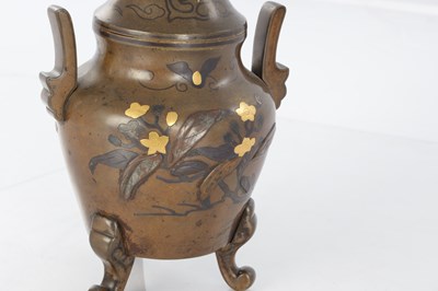 Lot A JAPANESE MEIJI PERIOD MIXED METAL BRONZE KORO AND COVER